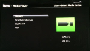 Select USB drive for Roku 3/4