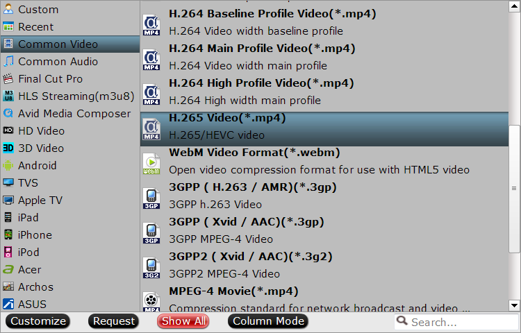 Output 4K TV supported file formats