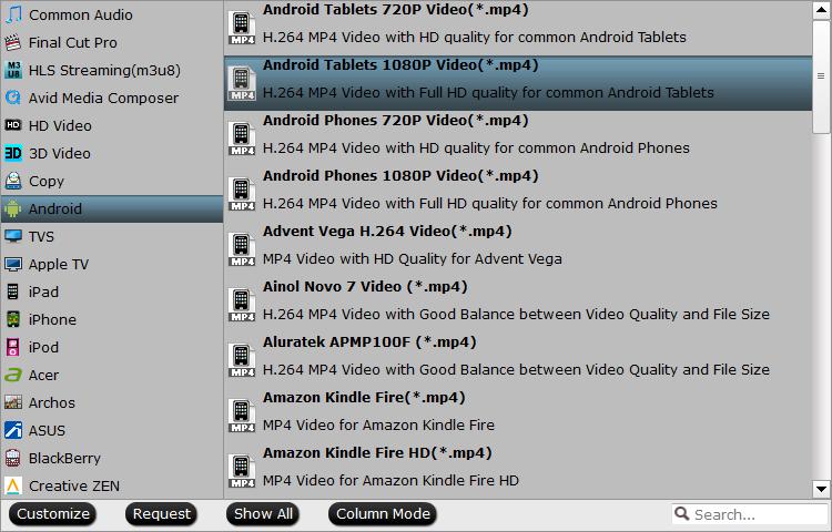 Output devices preset MP4 file format