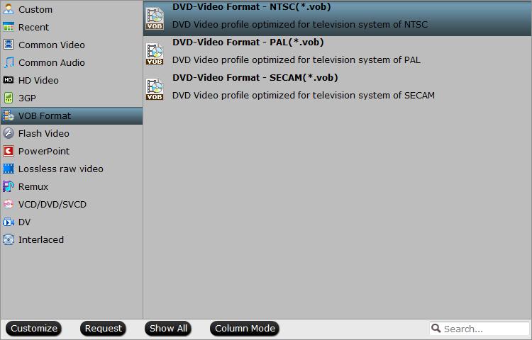 Output NTSC VOB format